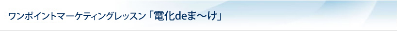 ワンポイントマーケティングレッスン 「電化deま~け」