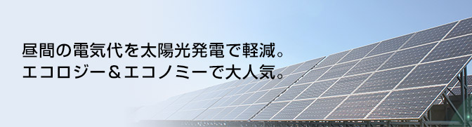 昼間の電気代を太陽光発電で軽減。エコロジー＆エコノミーで大人気。